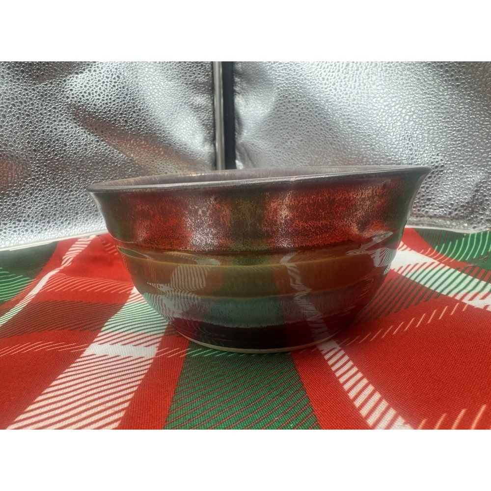 JA Handmade Stoneware Studio Ceramic Art Bowl Colorful Layered Signed 2021 Spun - Picture 3 of 8